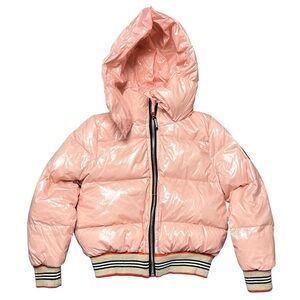 Burberry Girls' Josiah Puffer Jacket Pink/Peach Girls Size 4Y 102 CM
